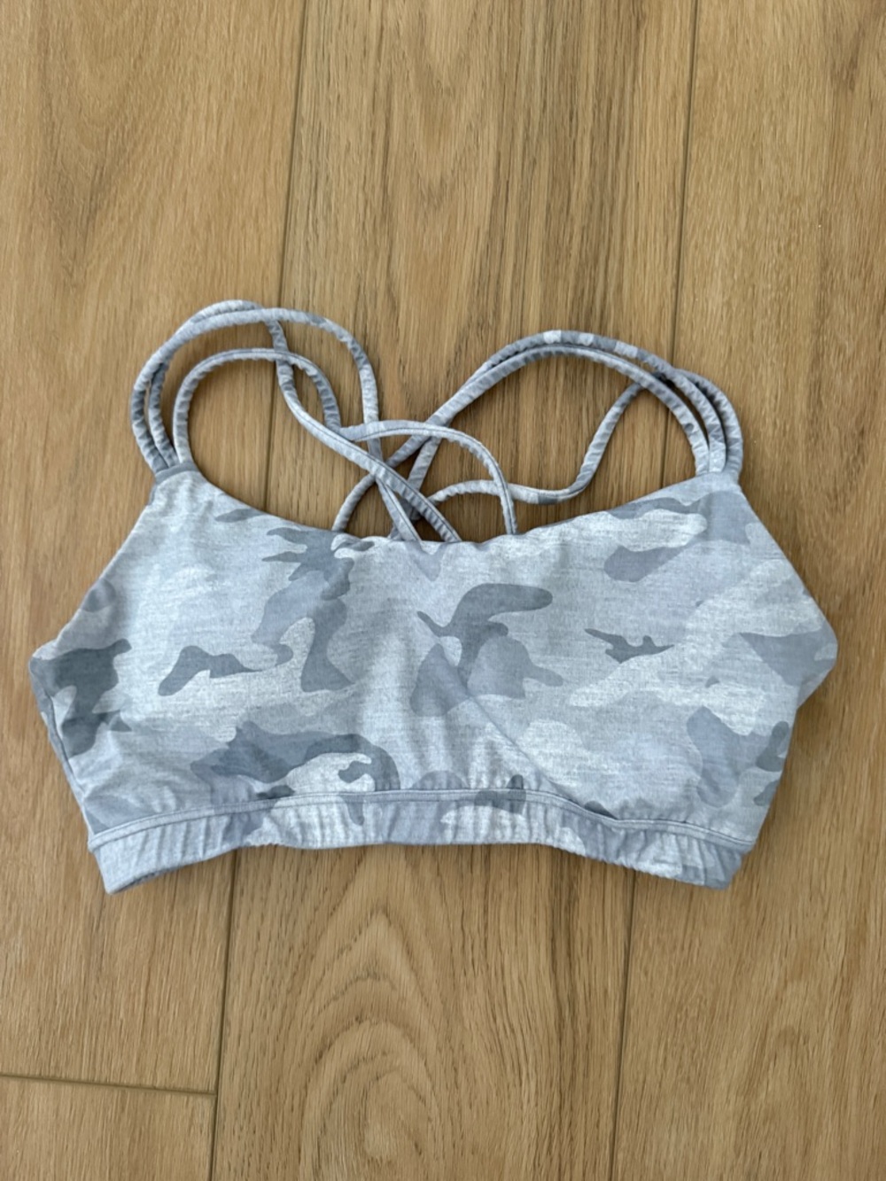 Gap Gray Camo Strappy Sports Bra